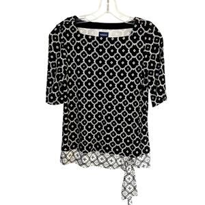 Needle & Cloth Small Women's Top Black White Tie Shirt Blouse Misses Size4 6 S